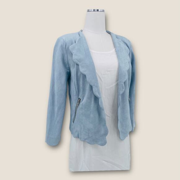 English Factory Scallop Edge Suede Open Blazer Large - Picture 7 of 12